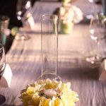 Flowers decorate the tables