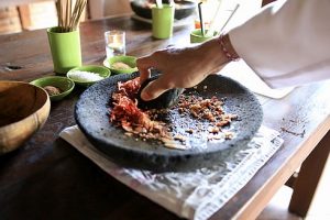 Grinding the spices